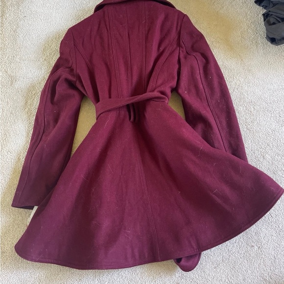 BNWT Burgundy INC international concepts flare babydoll skirted coat - Picture 4 of 4